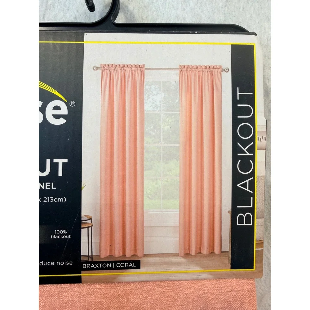 Eclipse Braxton Blackout Curtain Panel 42x84 Coral Thermaback Energy Saving new